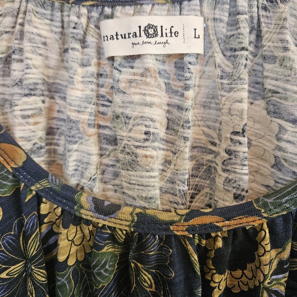 NATURAL LIFE Blue and Yellow Floral Blouse - Picture 3 of 3